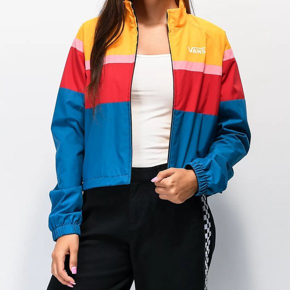 Vans Primary Colorblock Crop Windbreaker Jacket - Picture 1 of 1